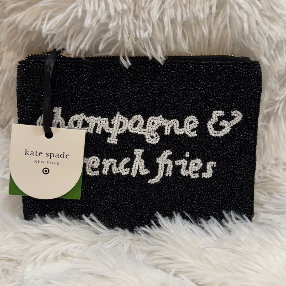 kate spade Black Beaded Clutch Champagne & French Fries NWT - Picture 8 of 8
